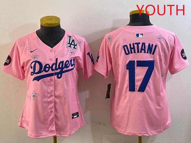 Youth Los Angeles Dodgers 17 Ohtani Pink Sakura Edition 2025 Nike MLB Jersey style 20